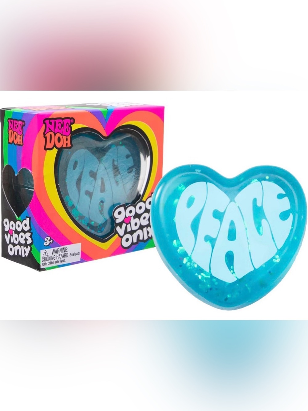 NeeDoh Good Vibes Only Peace Heart Squishy Toy- Blue
